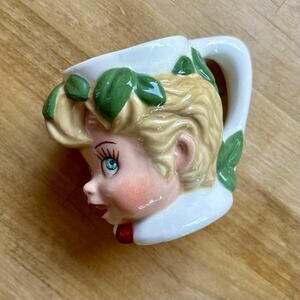 Vintage 1958 Girl Head Mug Planter Ceramic Kitsch Anthropomorphic Japan MCM